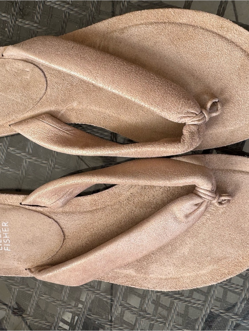 Eileen Fisher Plush Knotted Thong Sandals in Taupe